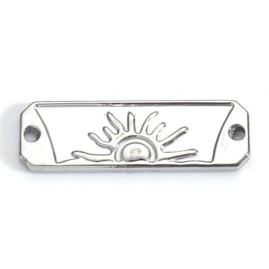 Immagine di 304 Acciaio Inossidabile Galassia Pendenti Charms Connettori Rettangolo Tono Argento Sole 3cm x 1cm, 3 Pz