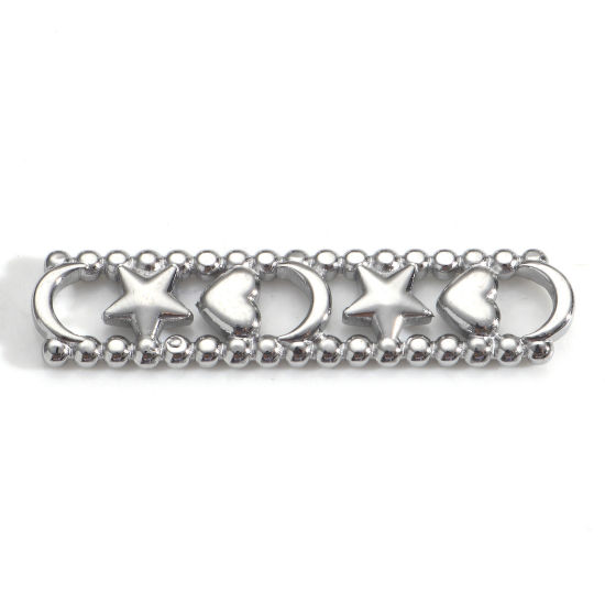 Immagine di 304 Acciaio Inossidabile Galassia Pendenti Charms Connettori Rettangolo Tono Argento Stella a Cinque Punte 4.5cm x 1cm, 3 Pz