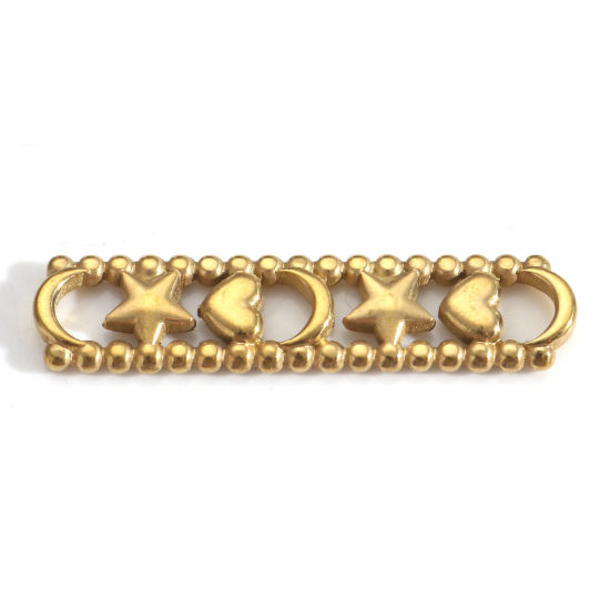 Immagine di 3 Pz Placcatura Sottovuoto PVD Ecologica 304 Acciaio Inossidabile Galassia Pendenti Charms Connettori Rettangolo Placcato Oro 18K Stella a Cinque Punte 4.5cm x 1cm