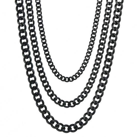 Imagen de 304 Acero Inoxidable Cadena de Eslabones Cubanos Collares Negro 50cm longitud, Cadena: 7mm, 1 Unidad