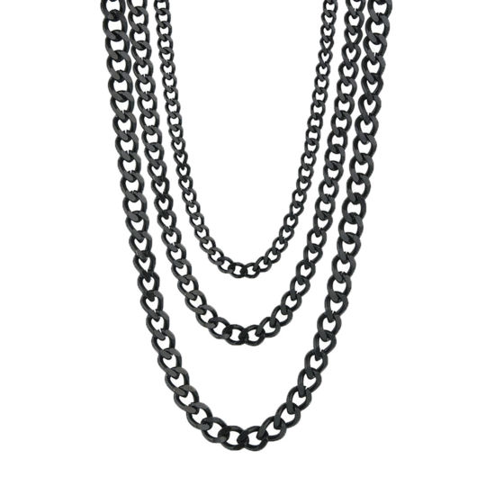 Image de Colliers en 304 Acier Inoxydable Chaîne à Maillons Cubains Noir 40cm long, Taille de Chaîne: 3mm, 1 Pièce