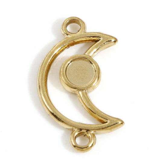 Picture of Eco-friendly PVD Vacuum Plating 304 Stainless Steel Galaxy Charms 18K Gold Plated Half Moon Cabochon Settings (Fits 4mm Dia.) 20.5mm x 12mm, 3 PCs