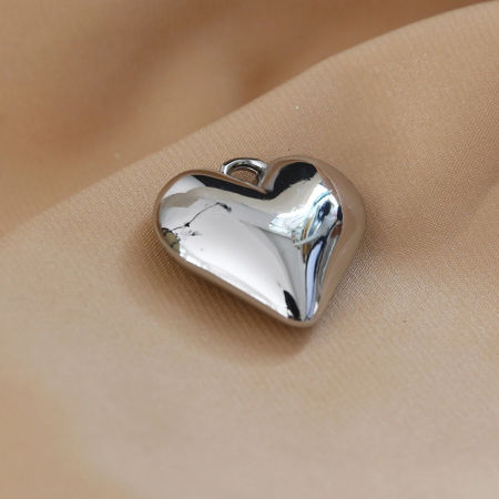 Picture of Resin Geometry Series Charms Heart Silver Tone 28mm x 28mm, 5 PCs