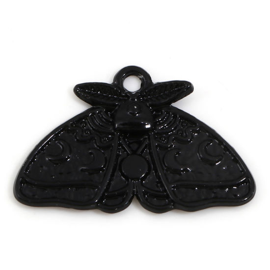 Picture of Zinc Based Alloy Insect Charms Black Moth Moon Phases 25mm x 16mm, 20 PCs