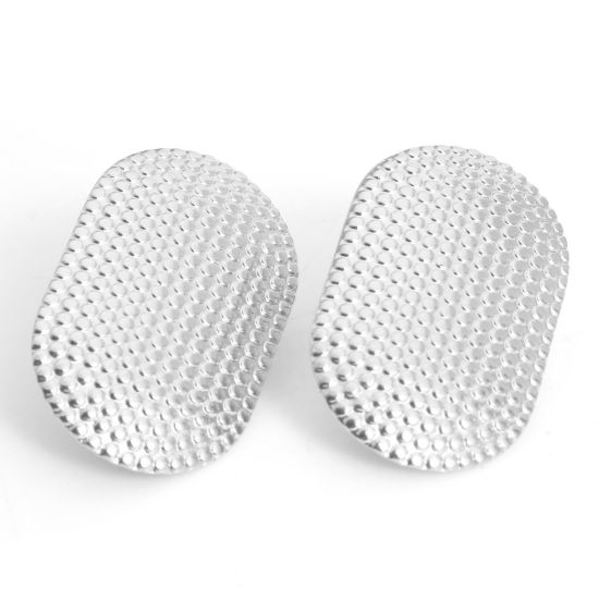 Immagine di 4 Pz 304 Acciaio Inossidabile Serie Geometry Orecchino a Bottone per Orecchio con Accessori per Connettori ad Anello Tono Argento 27mm x 17mm, Posta/Filo Dimensione: (21 misura)