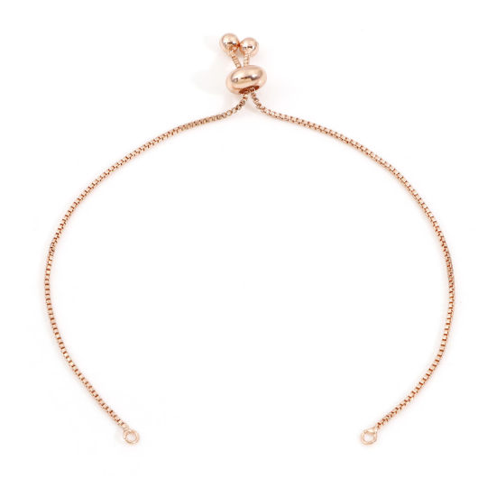 Picture of Brass Box Chain Semi-finished Adjustable Slider/ Slide Bolo Bracelets For DIY Handmade Jewelry Making Rose Gold 23cm(9") long, 1 Piece                                                                                                                        