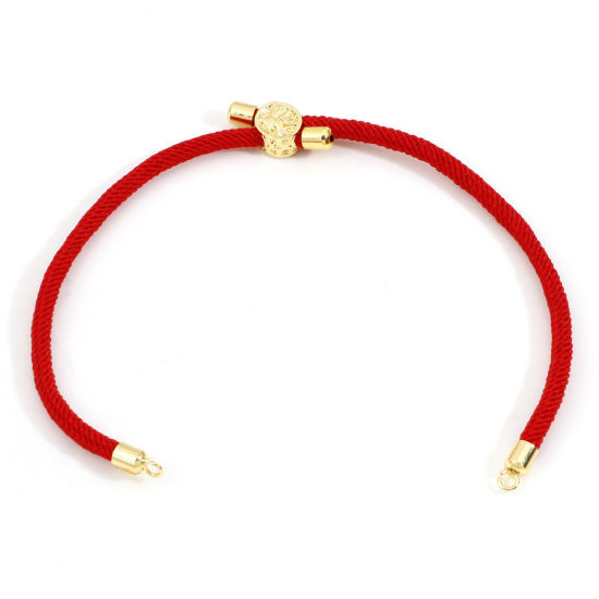Picture of Polyester Braided Semi-finished Bracelets For DIY Handmade Jewelry Making Accessories Findings Red Adjustable 20.5cm(8 1/8") long, 1 Piece