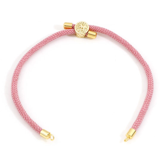 Picture of Polyester Braided Semi-finished Bracelets For DIY Handmade Jewelry Making Accessories Findings Pink Adjustable 20.5cm(8 1/8") long, 1 Piece
