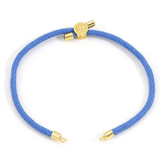 Picture of Polyester Braided Semi-finished Bracelets For DIY Handmade Jewelry Making Accessories Findings Skyblue Adjustable 20.5cm(8 1/8") long, 1 Piece