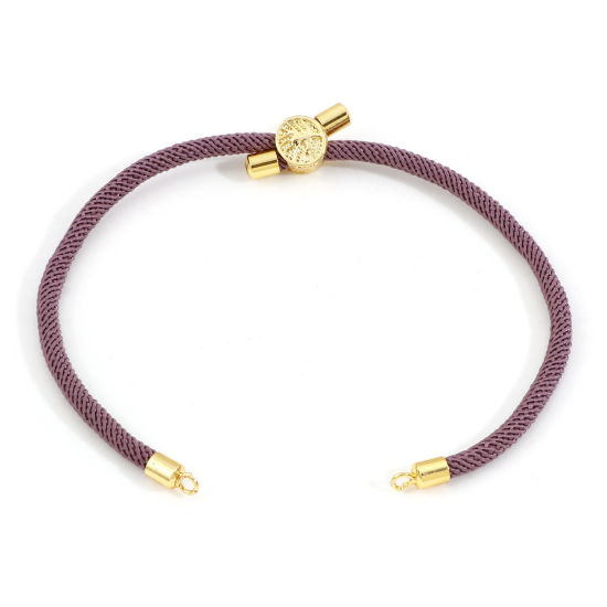 Picture of Polyester Braided Semi-finished Bracelets For DIY Handmade Jewelry Making Accessories Findings Mauve Adjustable 20.5cm(8 1/8") long, 1 Piece