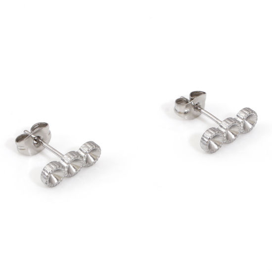 Immagine di 4 Pz 304 Acciaio Inossidabile Orecchini a Perno Tondo Tono Argento (può tenere ss10 Strass) 12mm x 4mm