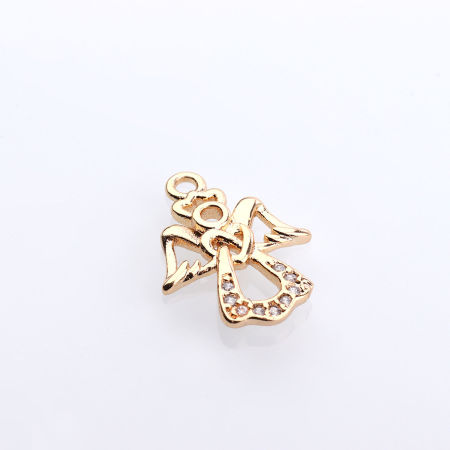 Picture of Brass Religious Charms Multicolor Angel Micro Pave Clear Rhinestone 17mm x 12mm