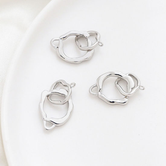 Image de Connecteurs Pendentifs Breloques en Laiton Irrégulier Plaqué Platine Rond 3.4cm x 1.5cm, 1 Pièce