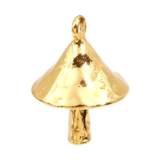 Bild von Zinklegierung Charms Vergoldet Pilz 3D 25.5mm x 19mm, 5 Stück