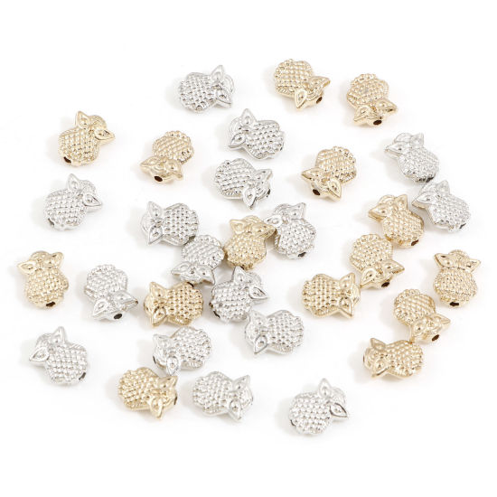 Picture of CCB Plastic Beads For DIY Charm Jewelry Making KC Gold Plated Silver Tone Two Tone Owl Animal Mixed About 10mm x 8mm, Hole: Approx 1.2mm, 2 Packets (Approx 30 PCs/Packet)