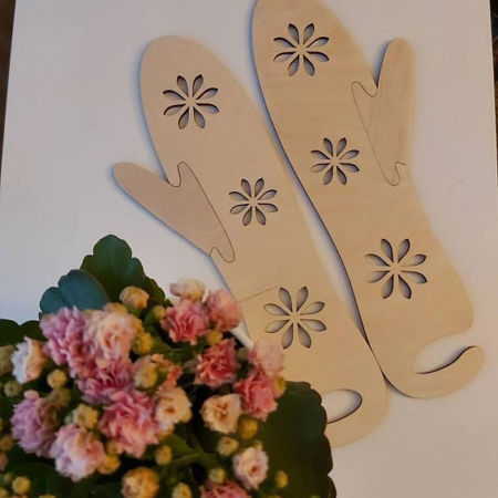 Imagen de Madera Bloqueador de Guantes Natural Flor Desmontable 32cm x 8cm, 1 Juego