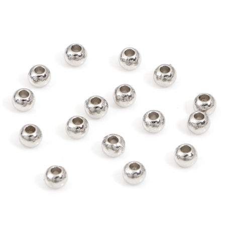 Picture of Zinc Based Alloy Spacer Beads For DIY Jewelry Making Silver Tone Round