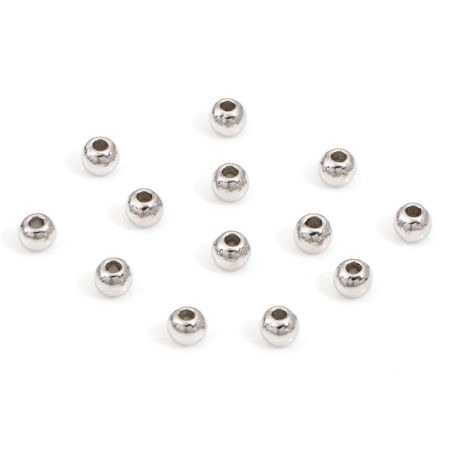 Picture of Zinc Based Alloy Spacer Beads For DIY Jewelry Making Silver Tone Round About 3mm Dia., Hole: Approx 1mm, 500 PCs