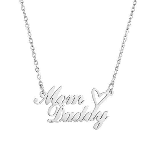 Imagen de 1 Unidad 304 Acero Inoxidable Collar con Nombre Personalizado Colgante con Letra Personalizada Tono de Plata 60cm longitud