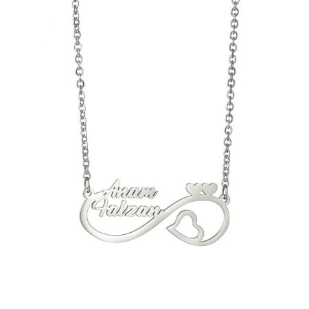 Picture of 1 Piece 304 Stainless Steel Customized Name Necklace Personalized Letter Charm Pendant Silver Tone 50cm(19.7") long