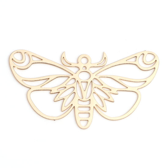 Imagen de Hierro Filigrana Estampación Colgantes KC Dorado Mariposa Hueco 3.3cm x 1.8cm, 10 Unidades