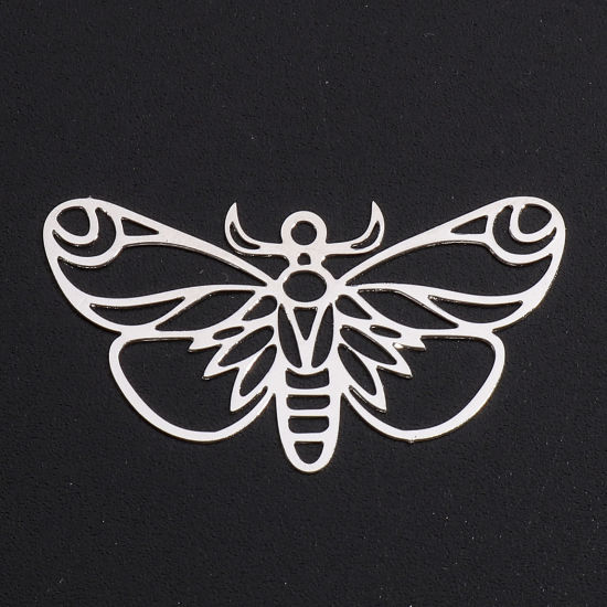 Imagen de Hierro Filigrana Estampación Colgantes Tono de Plata Mariposa Hueco 3.3cm x 1.8cm, 10 Unidades