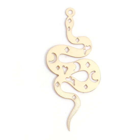 Imagen de Hierro Filigrana Estampación Colgantes KC Dorado Serpiente Estrella Hueco 3.8cm x 1.6cm, 10 Unidades