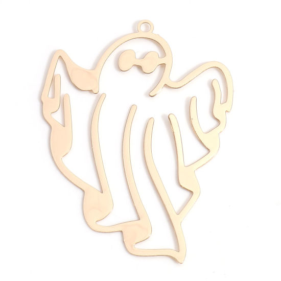 Picture of Iron Based Alloy Filigree Stamping Pendants KC Gold Plated Halloween Ghost Hollow 4.2cm x 3.3cm, 10 PCs