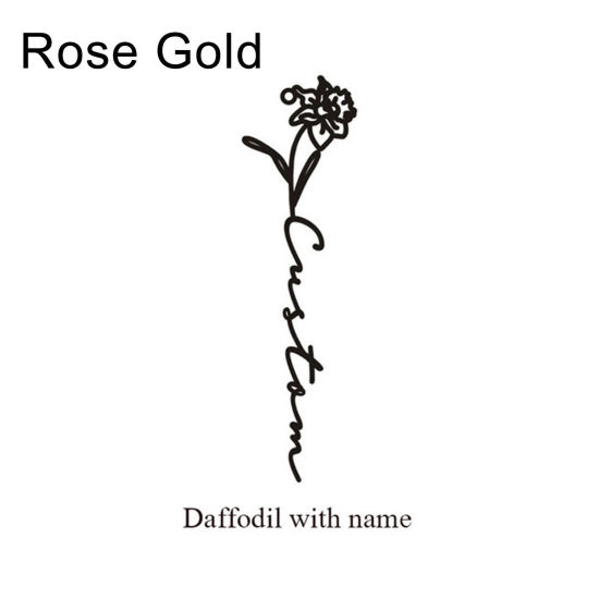 Bild von Edelstahl Geburtsmonat Blume Personalisierte Namensohrringe, personalisierter Buchstabenanhänger Narzisse März Rosegold 1 Paar