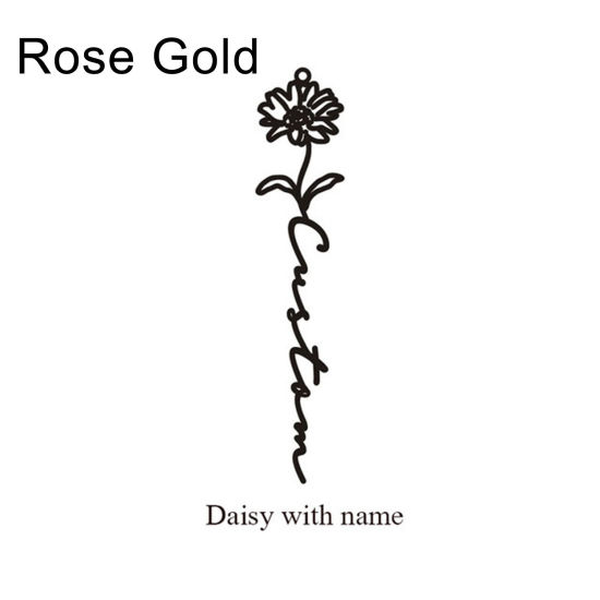 Bild von Edelstahl Geburtsmonat Blume Personalisierte Namensohrringe, personalisierter Buchstabenanhänger Gänseblümchen April Rosegold 1 Paar