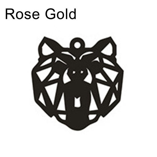 Imagen de 1 Unidad Acero Inoxidable Silueta Animal Collar con Nombre Personalizado Colgante con Letra Personalizada Oro Rosa 45cm longitud