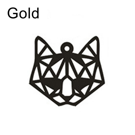 Imagen de 1 Unidad Acero Inoxidable Silueta Animal Collar con Nombre Personalizado Colgante con Letra Personalizada Chapado en Oro 45cm longitud