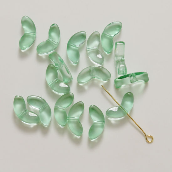 Image de Perles pour DIY Fabrication de Bijoux de Charme en Verre Rose Vert 14mm x 7mm, Trou: 0.8mm, 50 Pcs