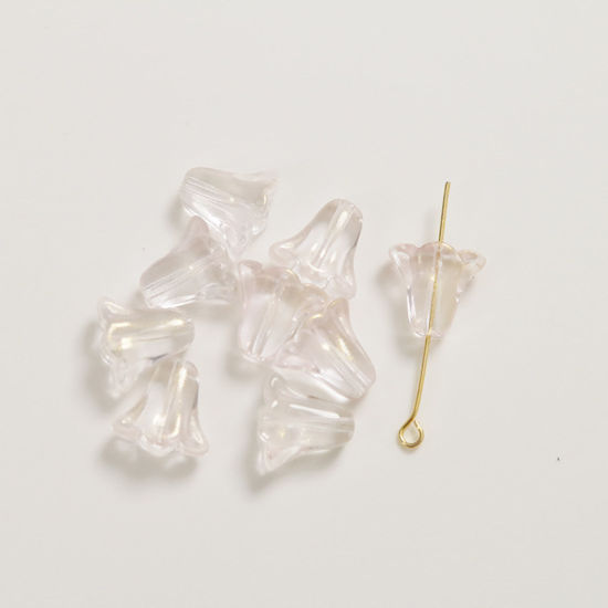Image de Perles pour DIY Fabrication de Bijoux de Charme en Verre Fleur de Muguet Rose Clair 11mm x 10mm, Trou: 0.8mm, 50 Pcs