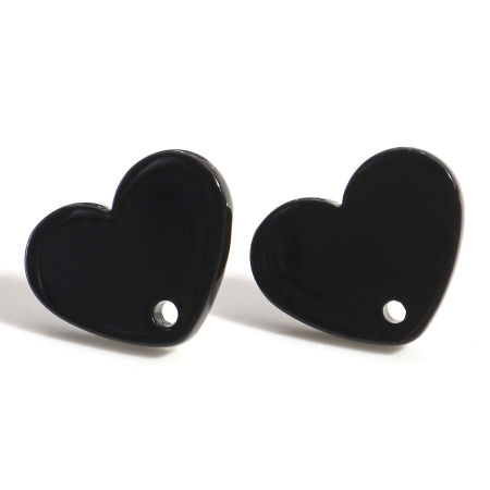 Bild von Acryl Valentinstag Ohrring Ohrstecker Zubehör Herz Schwarz Mit Öse 17mm x 13mm, Drahtstärke: (21 gauge), 10 Stück