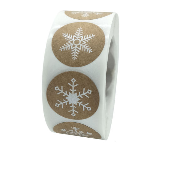 Picture of Art Paper Christmas DIY Scrapbook Deco Stickers Round Snowflake 2.5cm Dia., 1 Roll ( 500 PCs/Set)