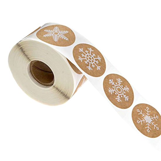 Picture of Art Paper Christmas DIY Scrapbook Deco Stickers Round Snowflake 2.5cm Dia., 1 Roll ( 500 PCs/Set)