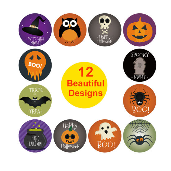 Picture of Art Paper Halloween DIY Scrapbook Deco Stickers Round Owl 2.5cm Dia., 1 Roll ( 500 PCs/Set)