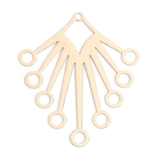 Imagen de Hierro Filigrana Estampación Colgantes KC Dorado Diamond Rayos de Sol Hueco 4.1cm x 3.1cm, 10 Unidades