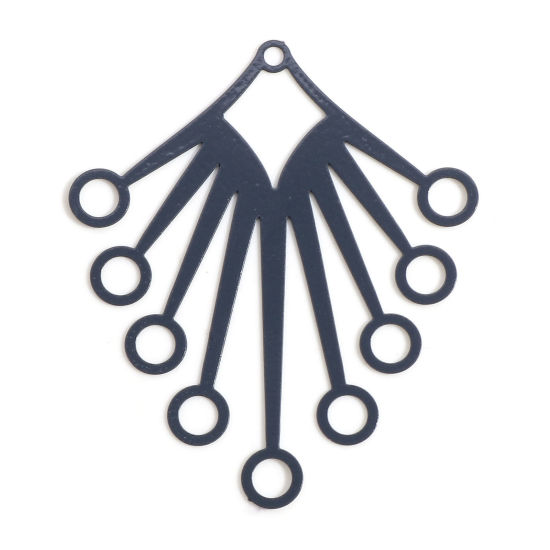 Imagen de Hierro Filigrana Estampación Colgantes Gris Diamond Rayos de Sol Hueco 4.1cm x 3.1cm, 10 Unidades