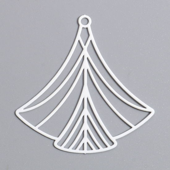 Image de Pendentifs Estampe en Filigrane en Alliage de Fer Blanc Eventail Creux 4cm x 3.8cm, 10 Pcs