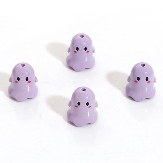 Bild von Acryl Perlen für die DIY-Schmuckherstellung Lila Halloween Elfe Spritzlackierung ca. 17mm x 15mm, Loch:ca. 1.8mm, 5 Stück