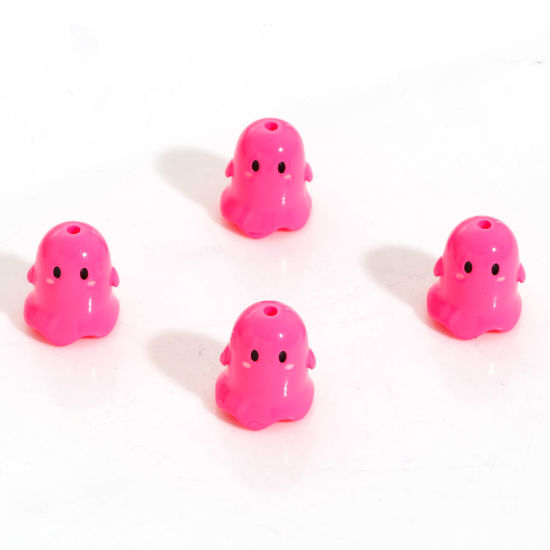 Bild von Acryl Perlen für die DIY-Schmuckherstellung Fuchsie Halloween Elfe Spritzlackierung ca. 17mm x 15mm, Loch:ca. 1.8mm, 5 Stück