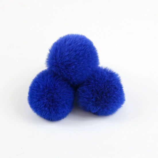 Immagine di Polyester DIY Handmade Craft Materials Accessories Royal Blue Pom Pom Ball Imitation Rabbit Fur 4cm Dia., 10 PCs