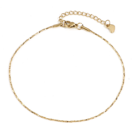 Picture of 304 Stainless Steel Crimpable Chain Anklet 18K Gold Color 23cm(9") long, 1 Piece