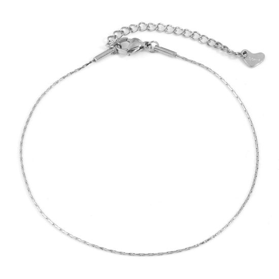 Picture of 304 Stainless Steel Crimpable Chain Anklet Silver Tone 22.5cm(8 7/8") long, 1 Piece