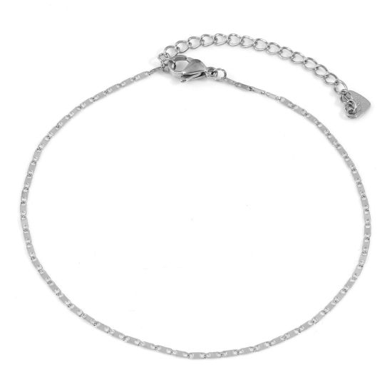 Picture of 304 Stainless Steel Anchor Mariner Link Chain Anklet Silver Tone 22.5cm(8 7/8") long, 1 Piece