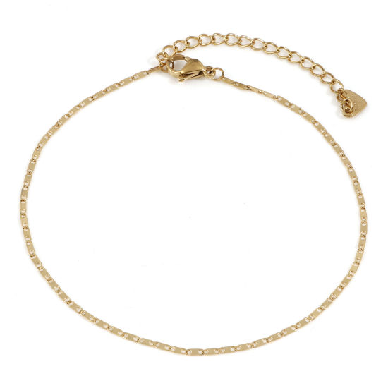 Picture of 1 Piece Vacuum Plating 304 Stainless Steel Anchor Mariner Link Chain Anklet 18K Gold Plated 22.5cm(8 7/8") long