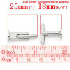 Imagen de Brass Cuff Links Round Silver Tone Glue On 25mm x 10mm, 10 PCs