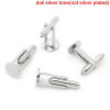 Imagen de Brass Cuff Links Round Silver Tone Glue On 25mm x 10mm, 10 PCs